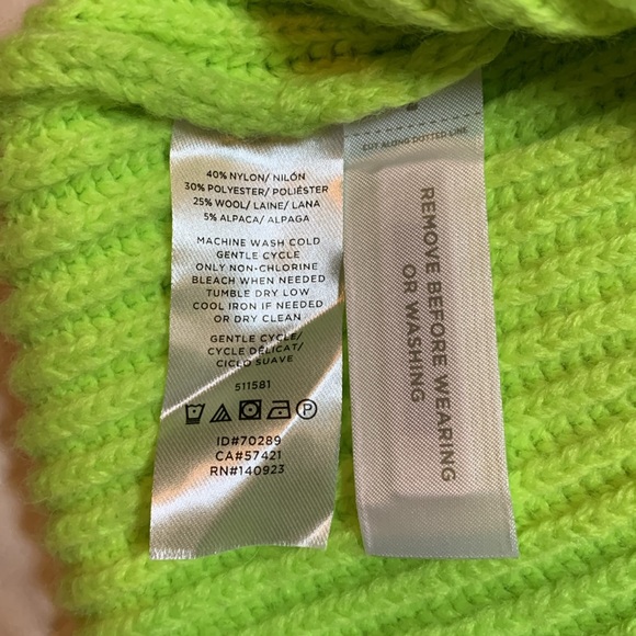 NWT Lou & Grey Cropped Neon Green Cable Knit Sweater, Wool Alpaca Blend, Size M - Picture 14 of 16